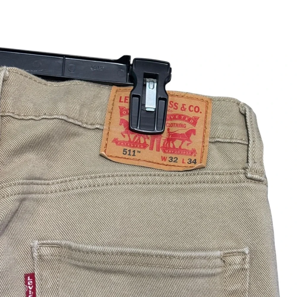 Levis 511 Jeans Mens 32 X 34 Brown Denim Chino Pants Slim Fit